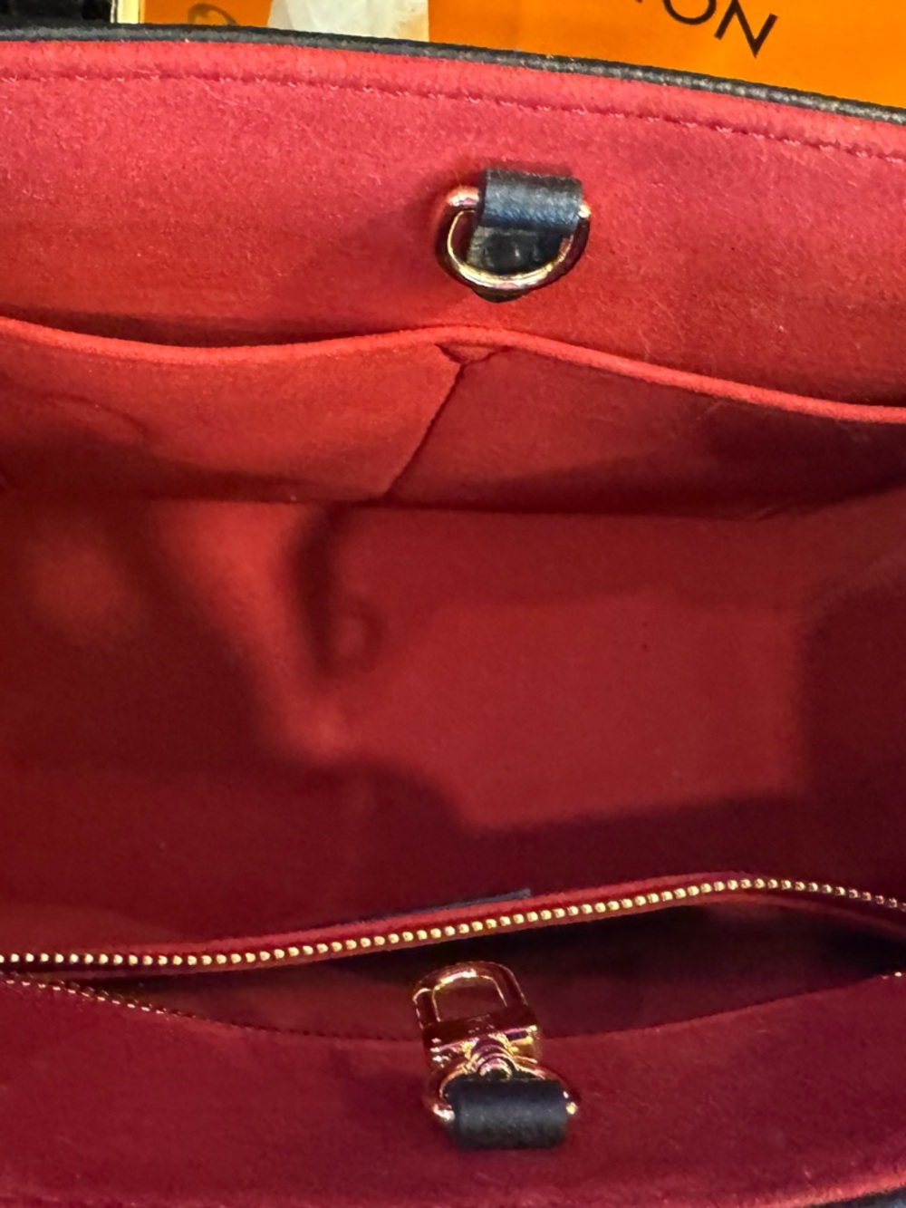 Louis Vuitton Black & White Monogram Mini Tote with Red Trim - Picture 9 of 16